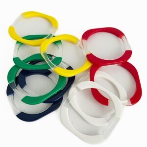 10 Avon Summer Rainbow Bangle Bracelets Lucite 1978‎ Green Yellow Red Blue White